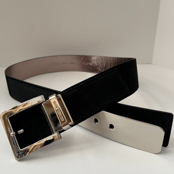 ❤️NEW❤️ Michael Michael Kors❤️ LIMITED EDITION Black Leather Suede Belt MK - Picture 1 of 17